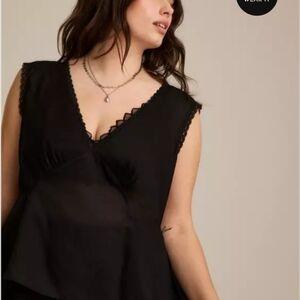 Torrid FESTI Black Sleeveless Top with Lace Trim